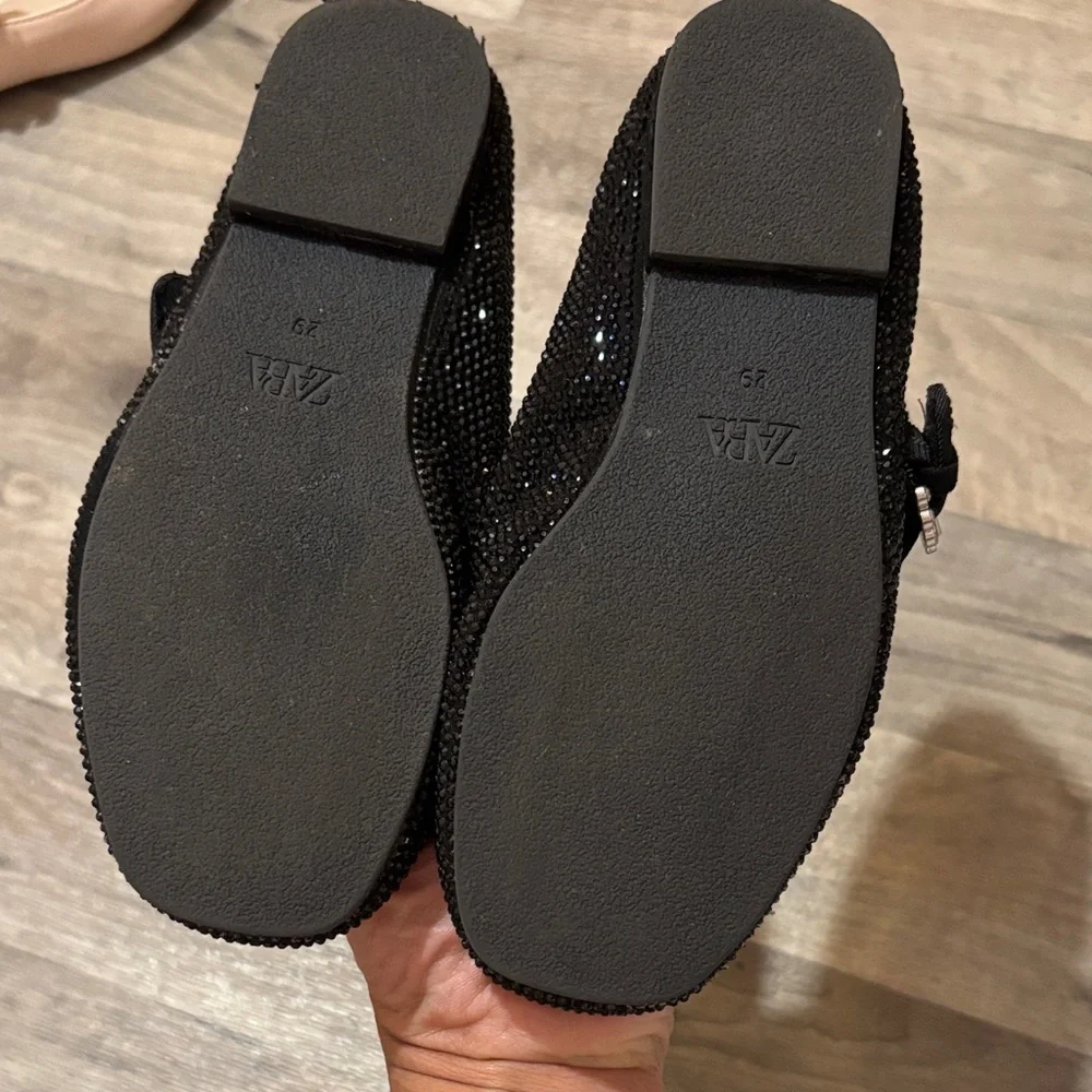 Zara Black Rhinestone Mary Jane Flats
